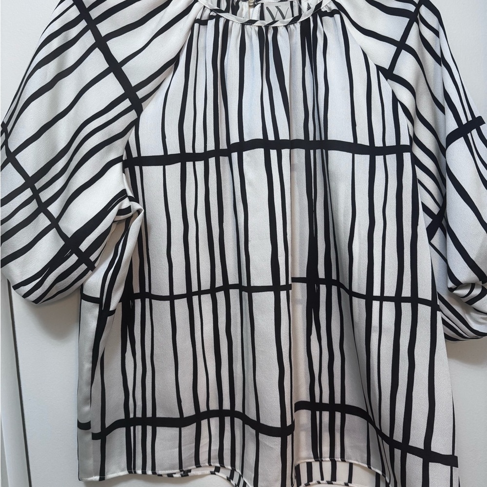 Worthington Black and White Grid Blouse